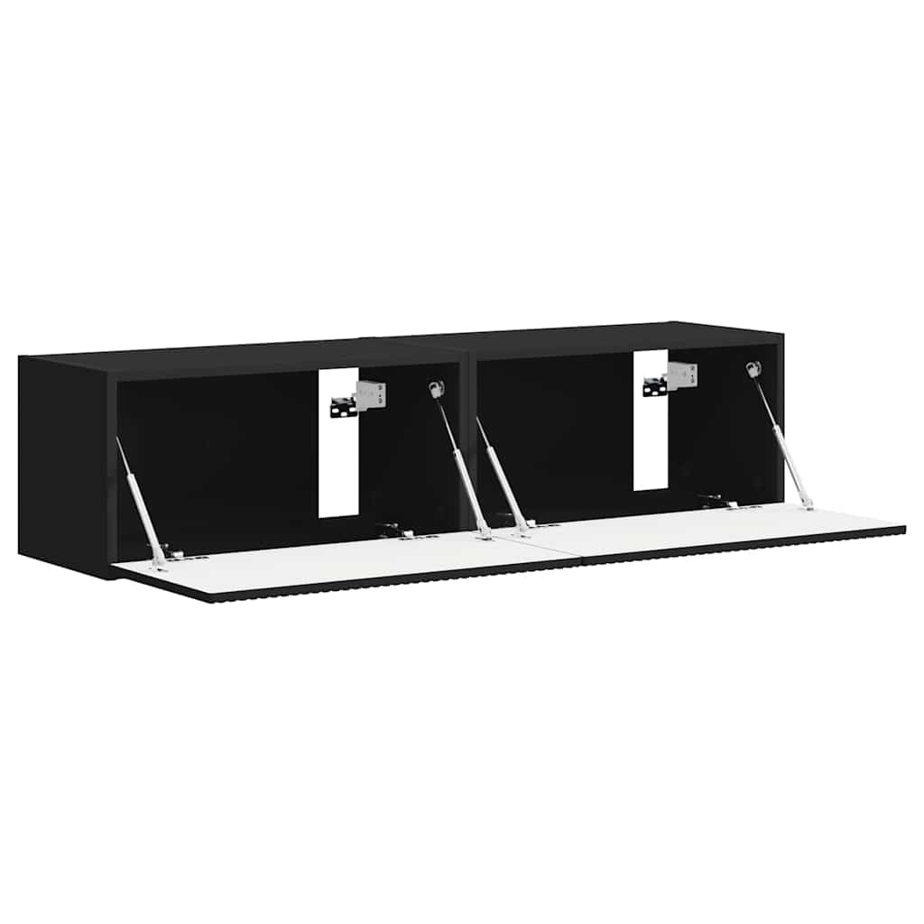TV sienas skapītis 2 gab. Melns 60 x 31 x 29,5 cm