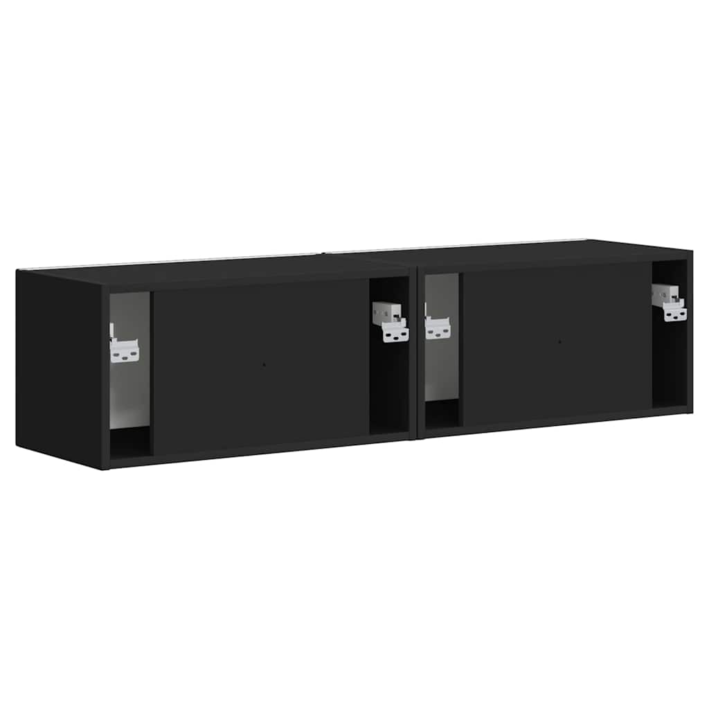 TV sienas skapītis 2 gab. Melns 60 x 31 x 29,5 cm
