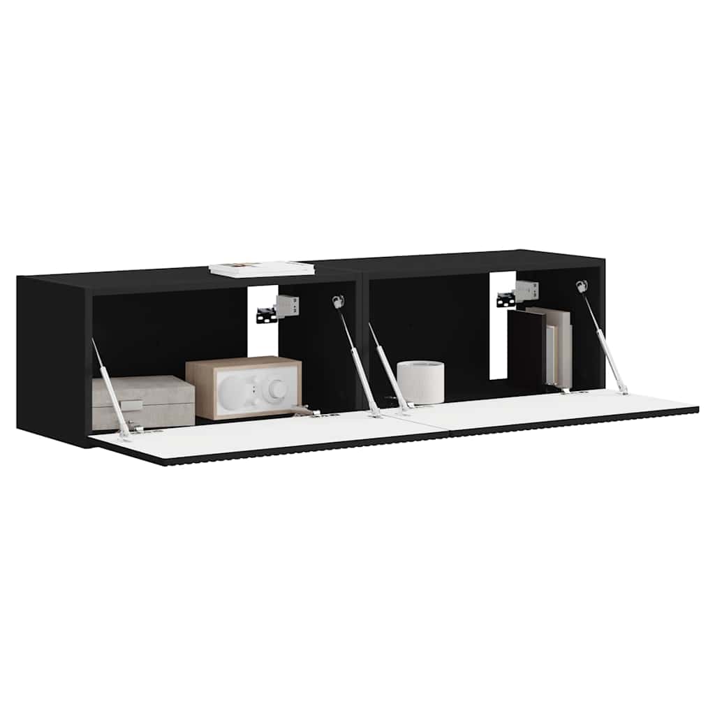 TV sienas skapītis 2 gab. Melns 60 x 31 x 29,5 cm