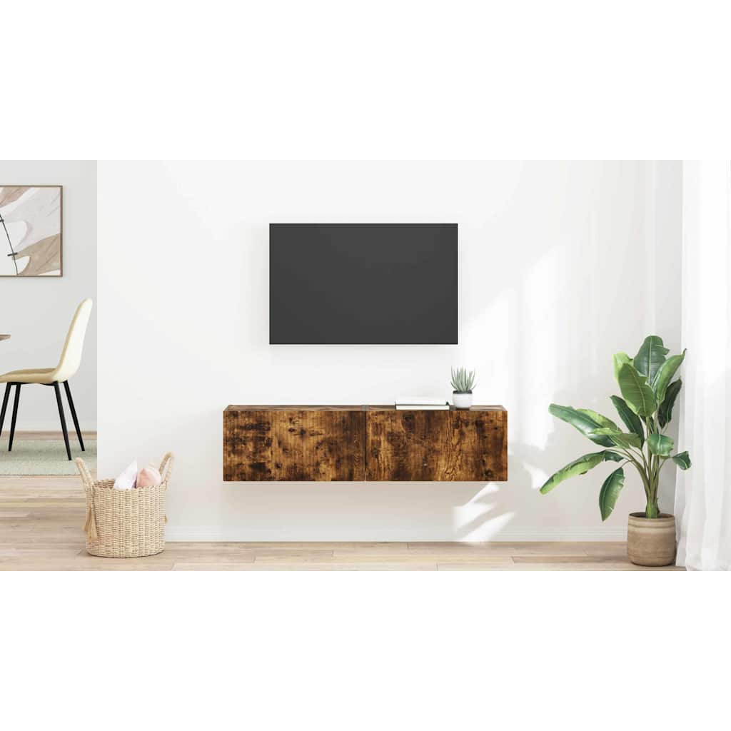 TV sieninė spintelė 2 pcs Rūkyta ąžuolas 60 x 31 x 29,5 cm