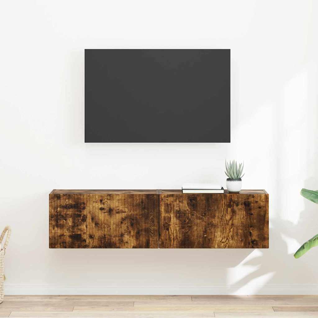 TV sienas skapītis 2 gab. Dūmu ozols 60 x 31 x 29,5 cm