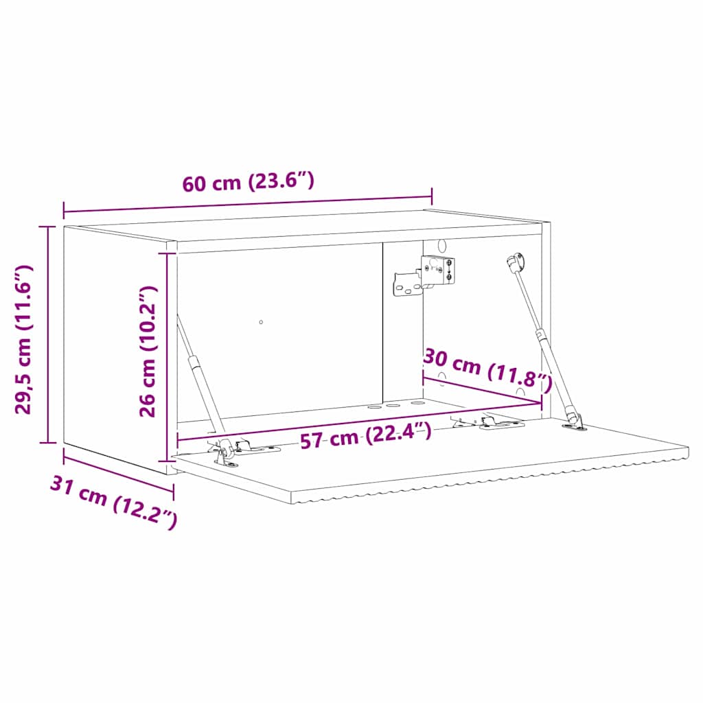 TV sienas skapītis Pelēks Sonoma 60 x 31 x 29,5 cm