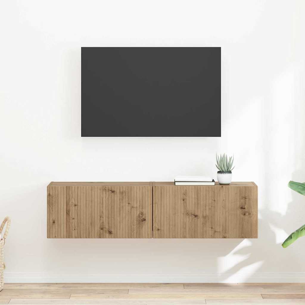 TV sieninė spintelė 2 vnt. Meistrų ąžuolas Apdirbta mediena