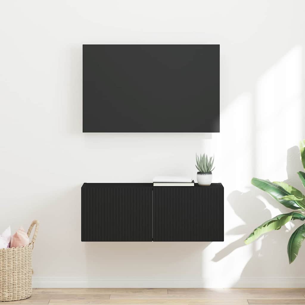 TV sieninė spintelė Juoda 78,5 x 31 x 29,5 cm Apdirbta mediena