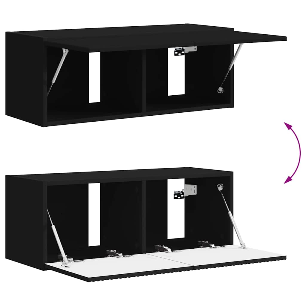 TV sieninė spintelė Juoda 78,5 x 31 x 29,5 cm Apdirbta mediena