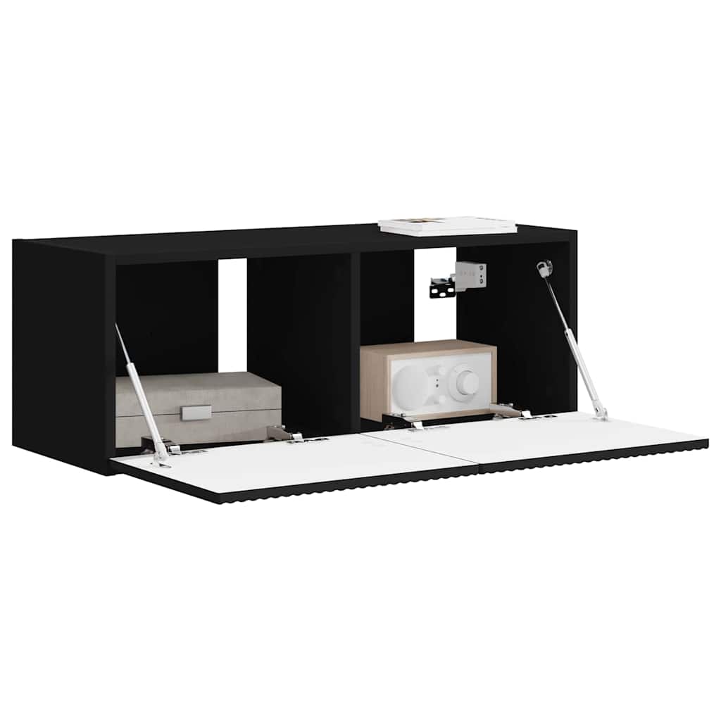 TV sieninė spintelė Juoda 78,5 x 31 x 29,5 cm Apdirbta mediena
