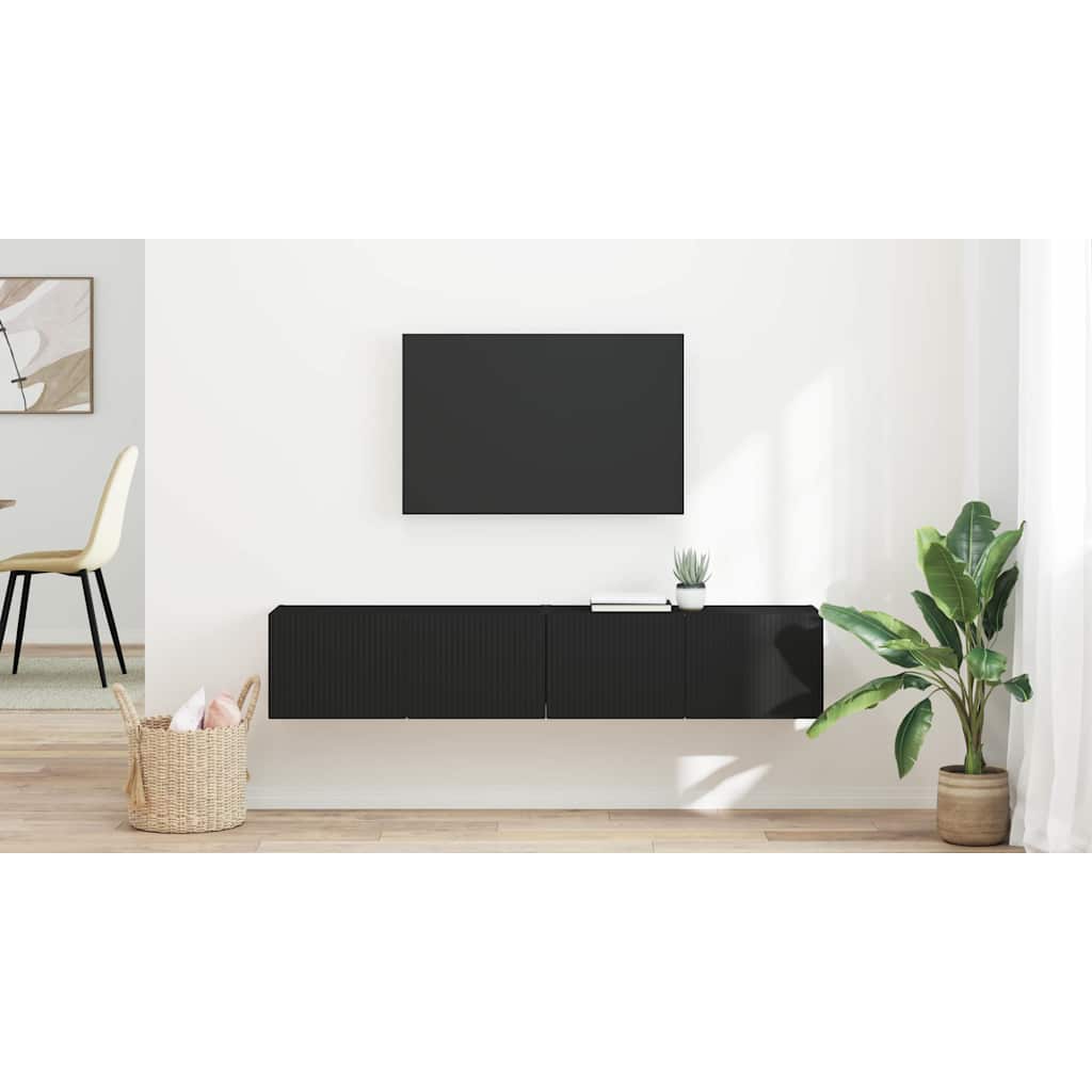 TV sieninė spintelė 2 pcs Juoda 78,5 x 31 x 29,5 cm