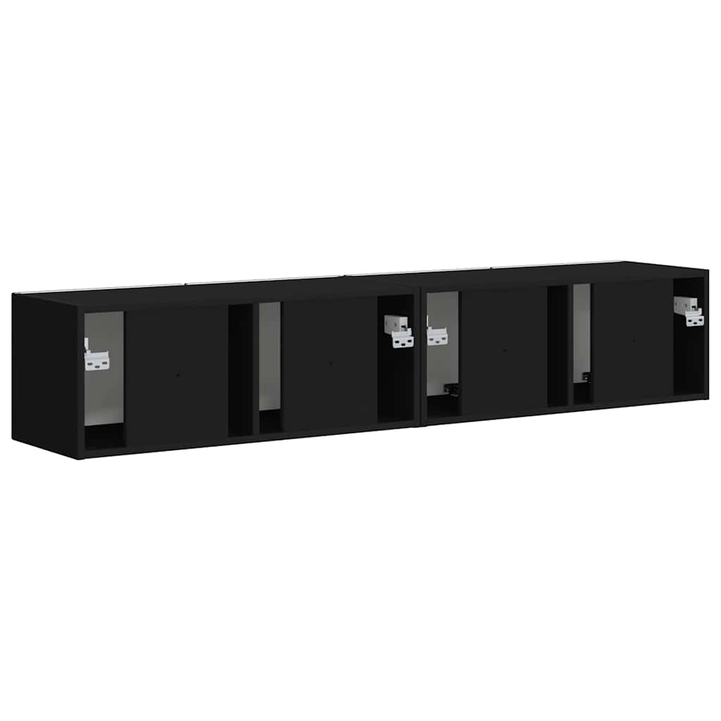 TV sieninė spintelė 2 pcs Juoda 78,5 x 31 x 29,5 cm