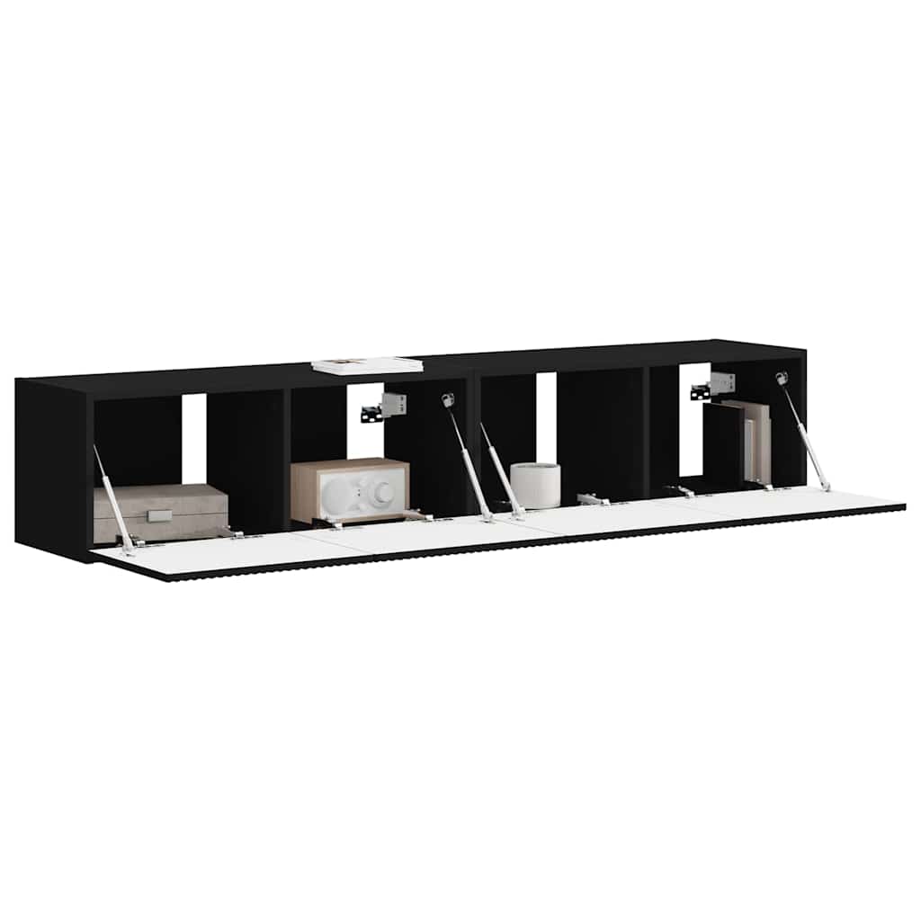 TV sieninė spintelė 2 pcs Juoda 78,5 x 31 x 29,5 cm