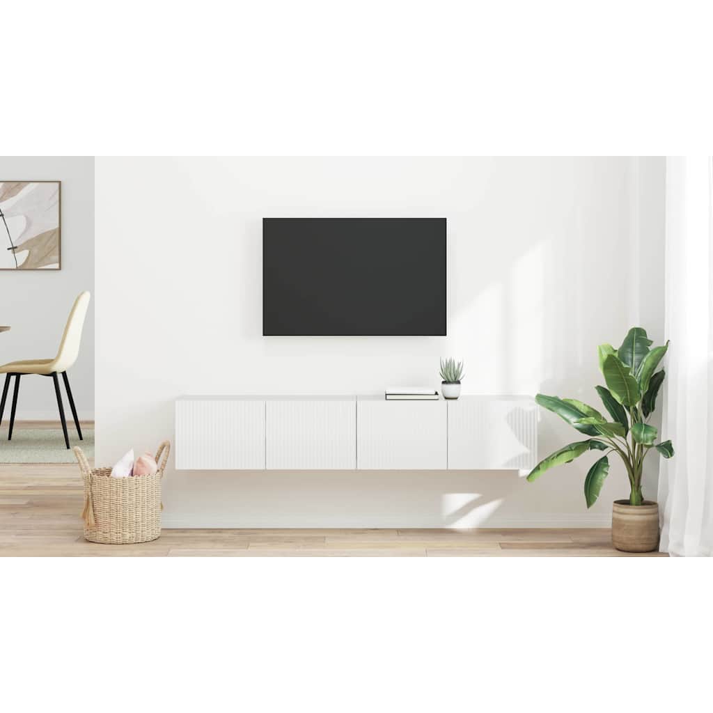 TV sieninė spintelė 2 pcs Blizgus baltas 78,5 x 31 x 29,5 cm