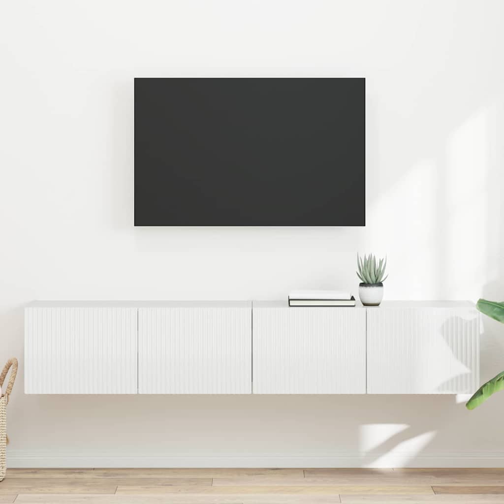TV sienas skapītis 2 gab. Glancēts balts 78,5 x 31 x 29,5 cm