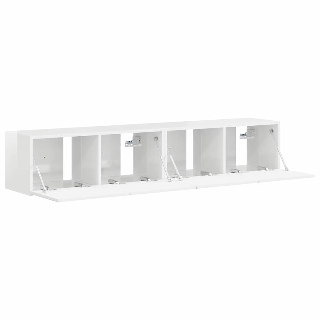 TV sienas skapītis 2 gab. Glancēts balts 78,5 x 31 x 29,5 cm