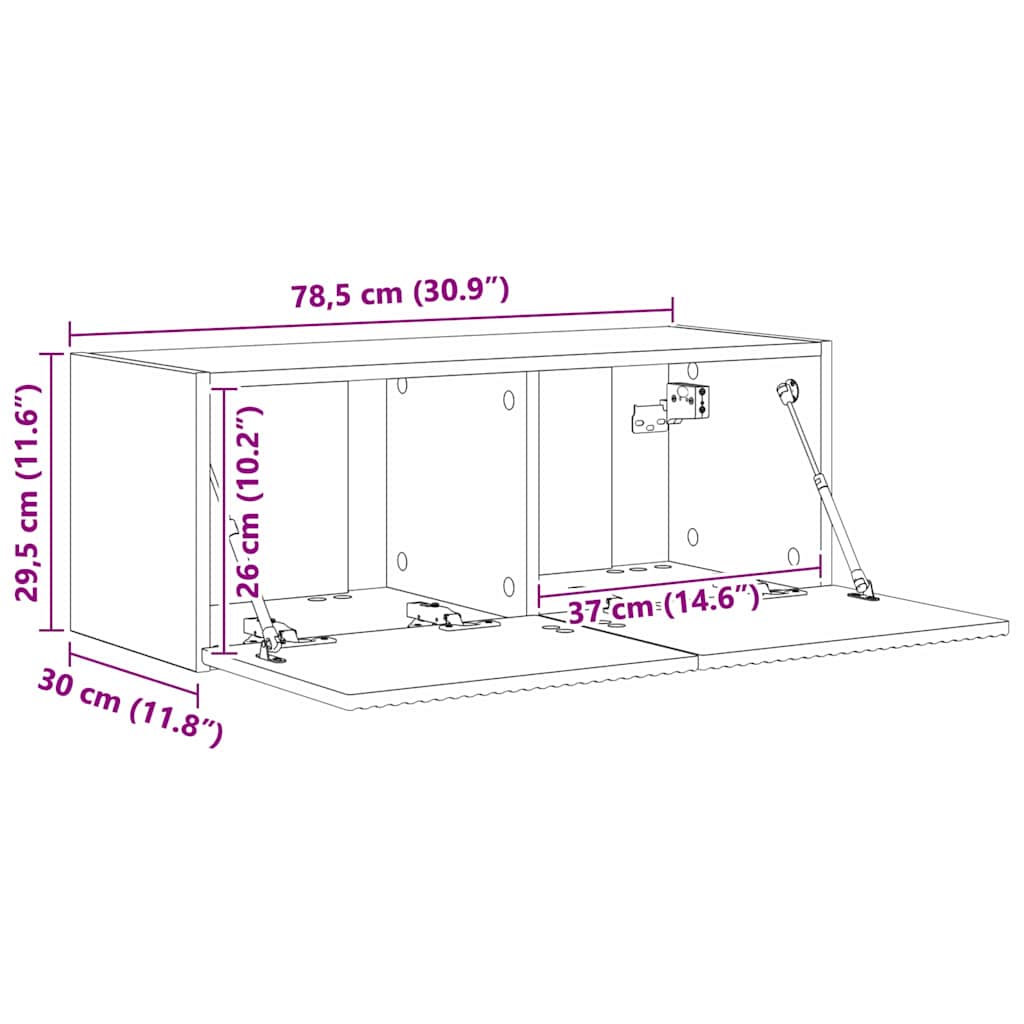TV sieninė spintelė Pilkas Sonoma 78,5 x 31 x 29,5 cm