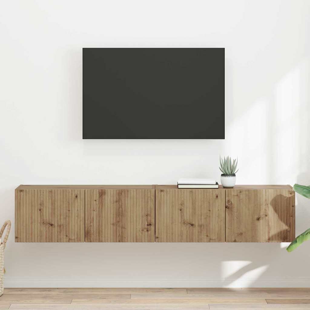 TV sienas skapītis 2 gab. Ozola krāsa 78,5 x 31 x 29,5 cm