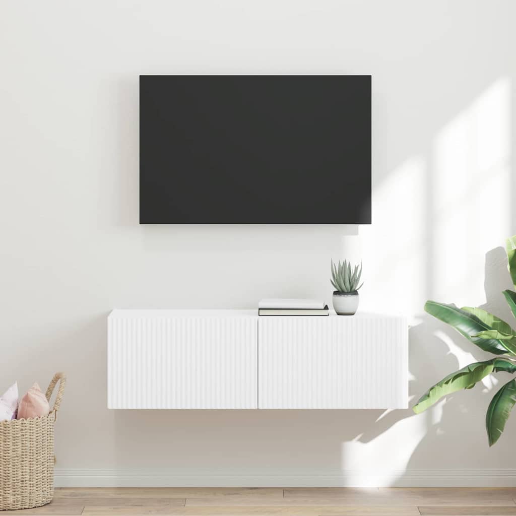 TV sieninė spintelė 98 x 31 x 29,5 cm Balta Apdirbta mediena