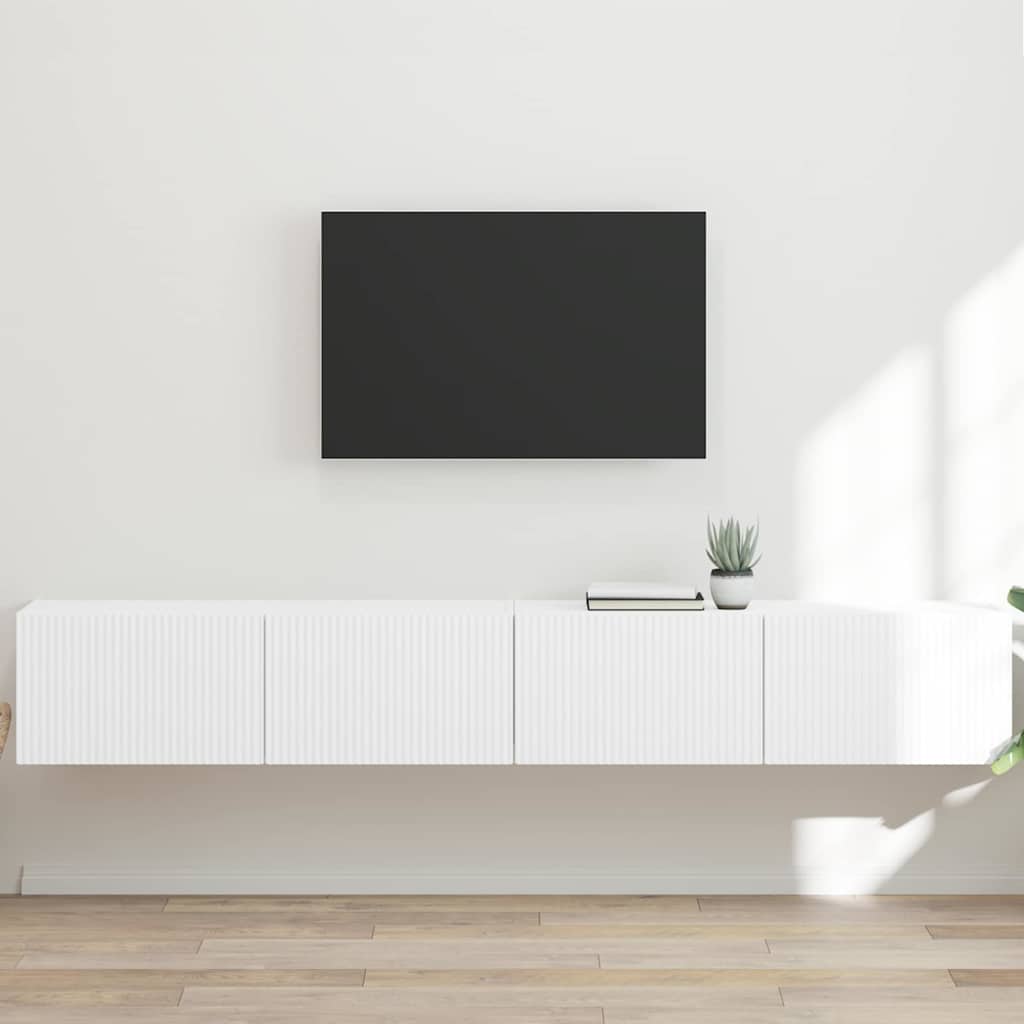 TV sieninė spintelė 2 vnt. Balta Apdirbta mediena