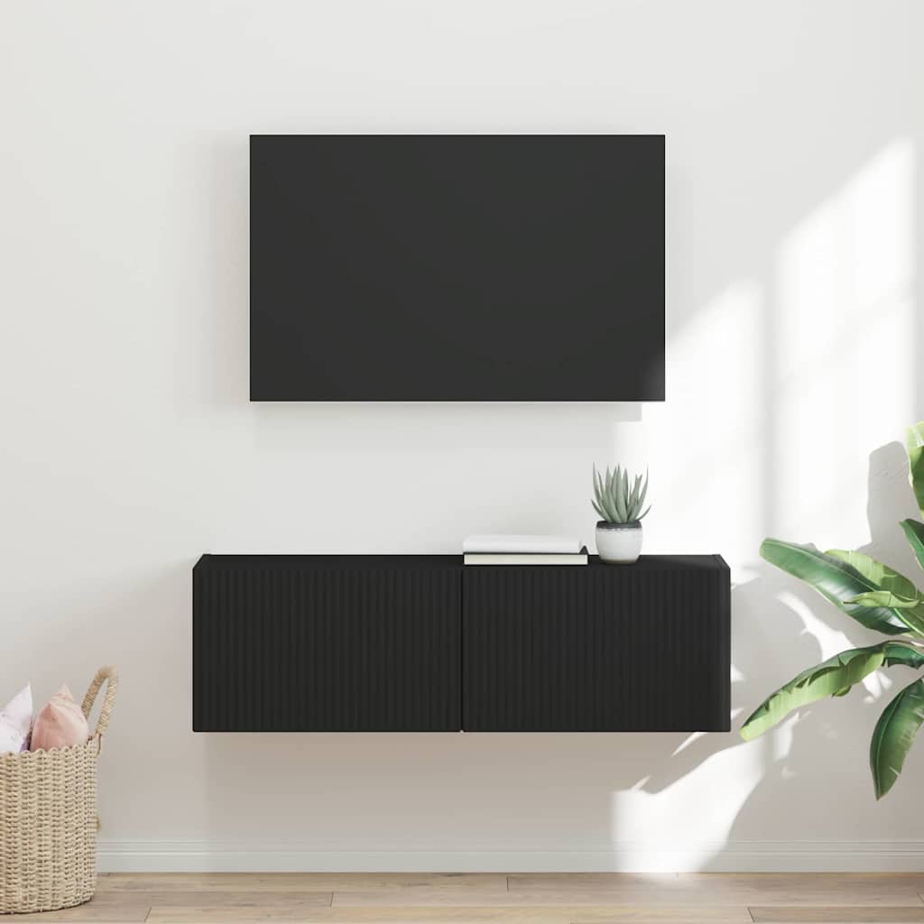 TV sieninė spintelė 98 x 31 x 29,5 cm Juoda Apdirbta mediena