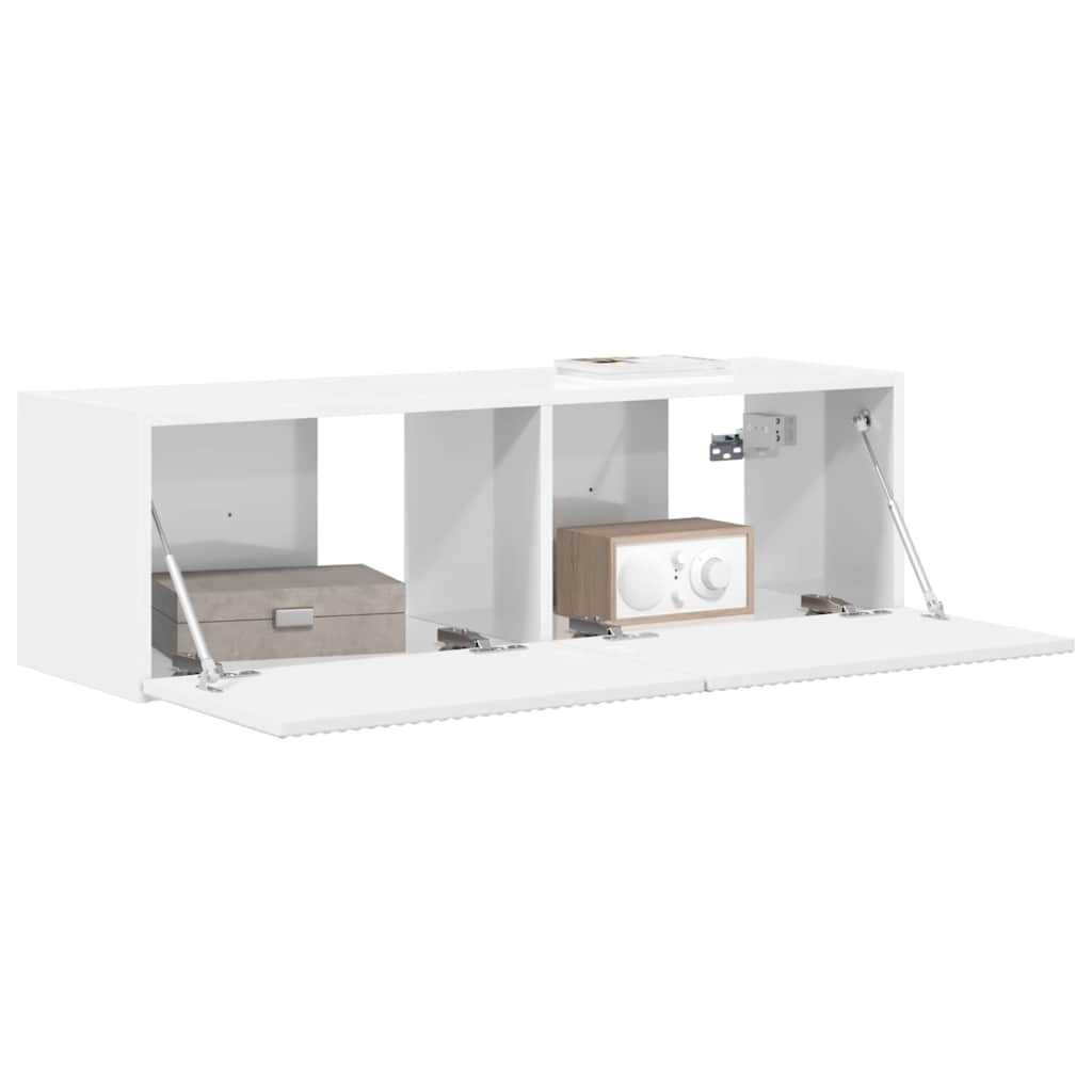 TV sieninė spintelė Blizgus baltas 98 x 31 x 29,5 cm
