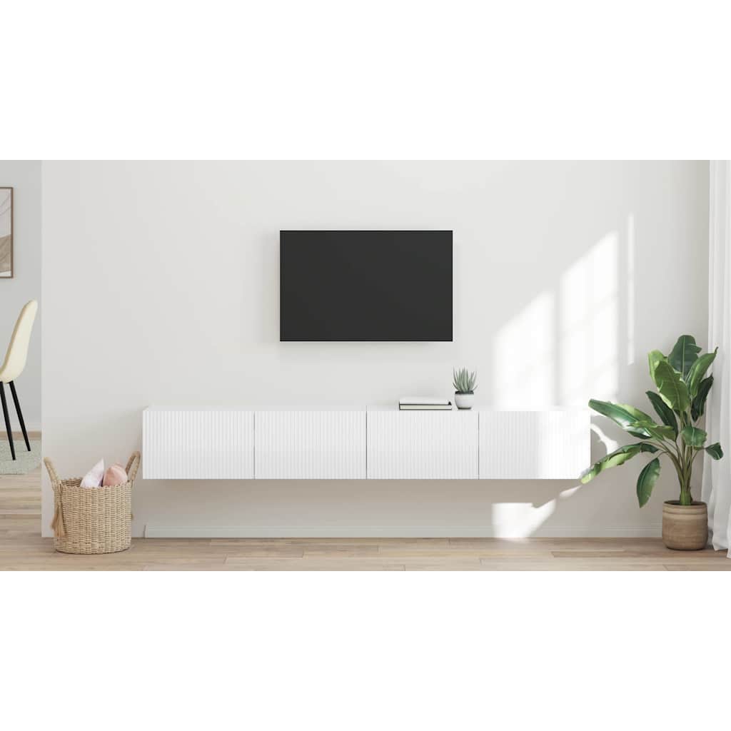 TV sieninė spintelė 2 pcs Blizgus baltas 98 x 31 x 29,5 cm