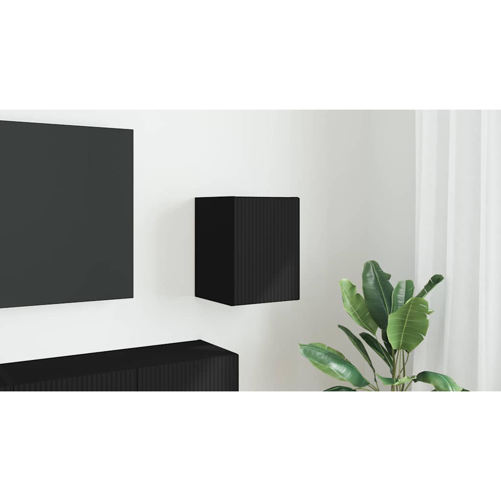 TV sieninė spintelė Juoda 30 x 31 x 40 cm Apdirbta mediena