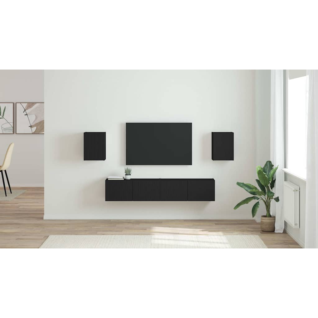 TV sieninė spintelė 2 pcs Juoda 30 x 31 x 40 cm