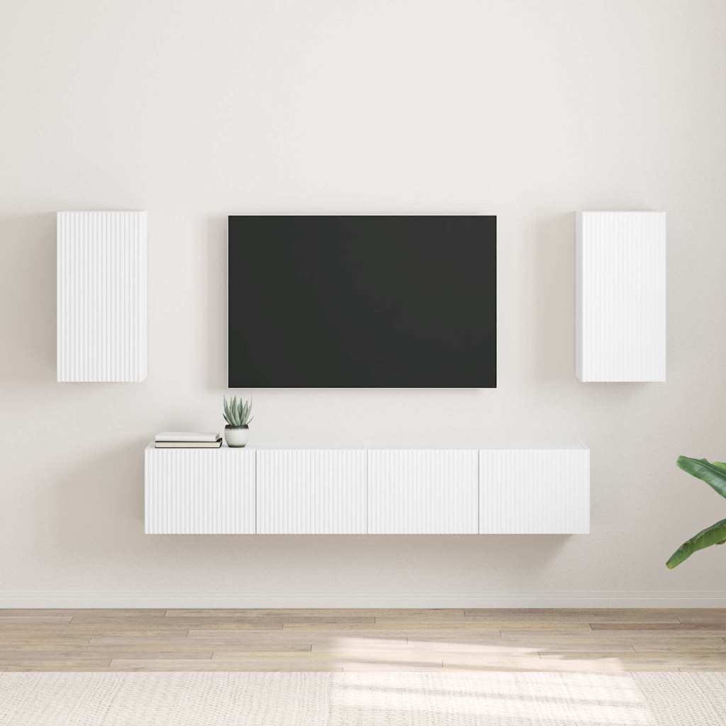 TV sieninė spintelė 2 pcs Balta 30 x 31 x 60 cm