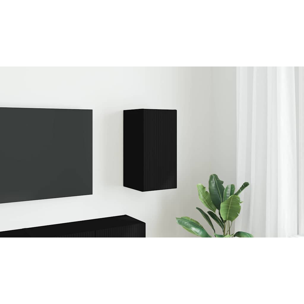 TV sieninė spintelė Juoda 30 x 31 x 60 cm Apdirbta mediena