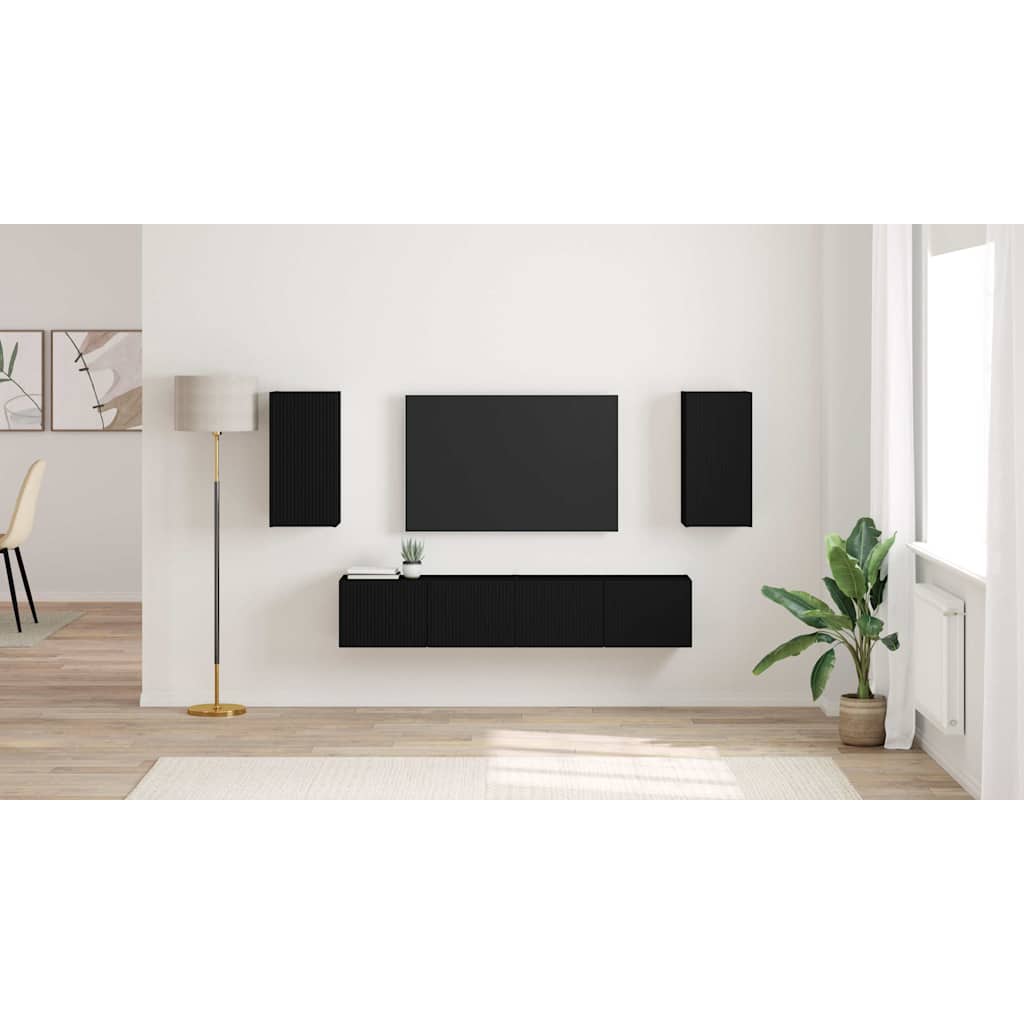 TV sieninė spintelė 2 pcs Juoda 30 x 31 x 60 cm