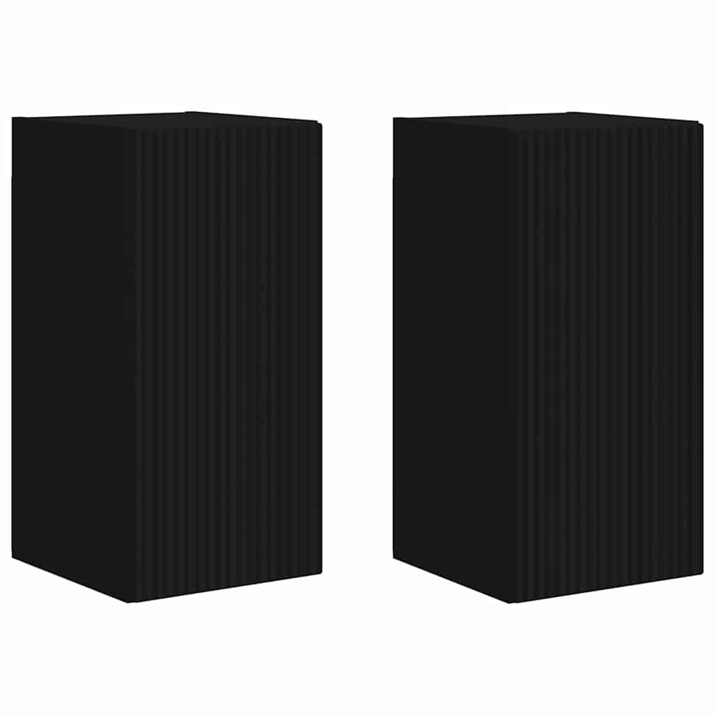 TV sieninė spintelė 2 pcs Juoda 30 x 31 x 60 cm