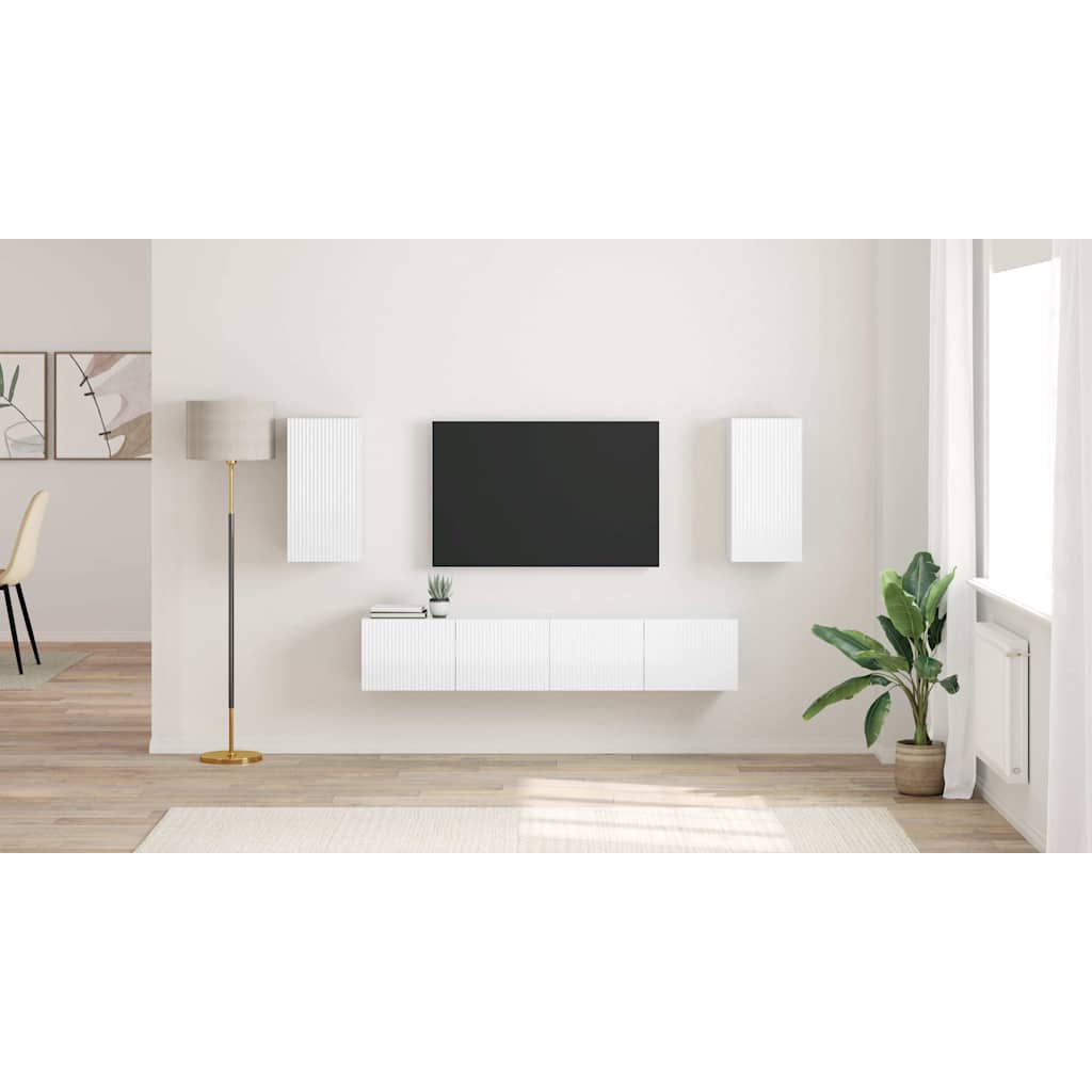 TV sieninė spintelė 2 pcs Blizgus baltas 30 x 31 x 60 cm