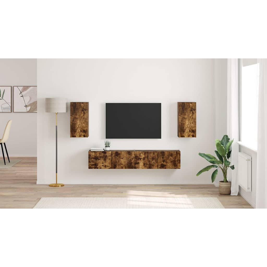 TV sieninė spintelė 2 pcs Rūkyta ąžuolas 30 x 31 x 60 cm