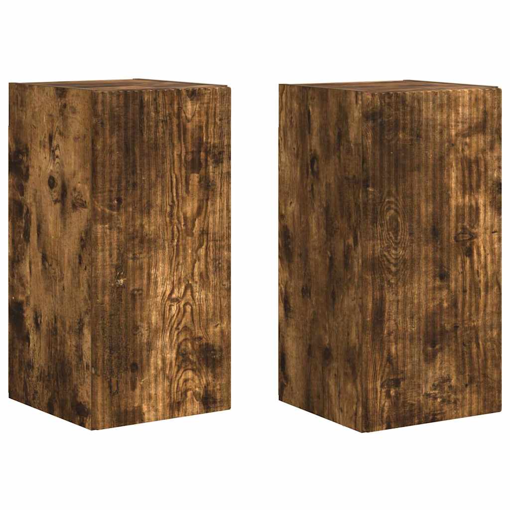 TV sieninė spintelė 2 pcs Rūkyta ąžuolas 30 x 31 x 60 cm