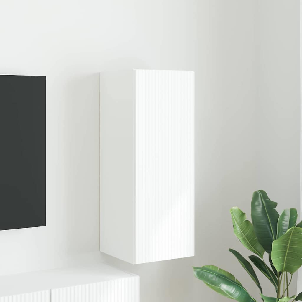 TV sieninė spintelė Balta 30 x 31 x 80 cm Apdirbta mediena