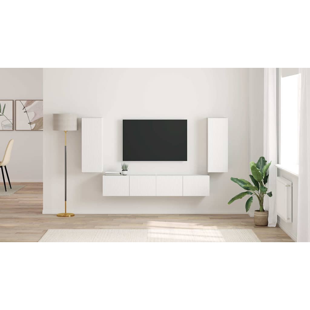 TV sieninė spintelė 2 pcs Balta 30 x 31 x 80 cm