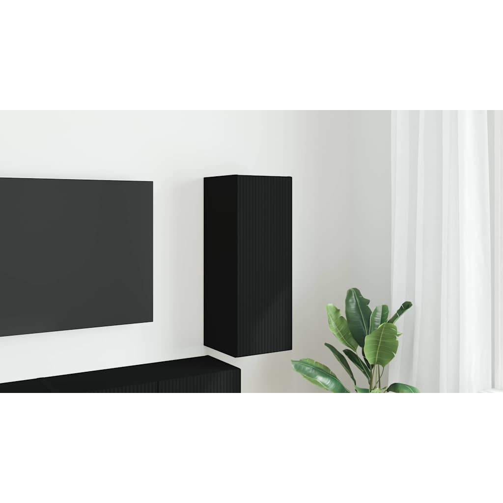 TV sieninė spintelė Juoda 30 x 31 x 80 cm Apdirbta mediena