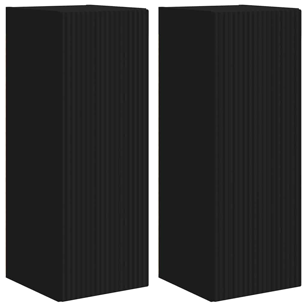 TV sieninė spintelė 2 pcs Juoda 30 x 31 x 80 cm
