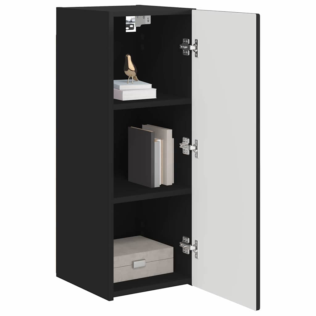 TV sieninė spintelė 2 pcs Juoda 30 x 31 x 80 cm