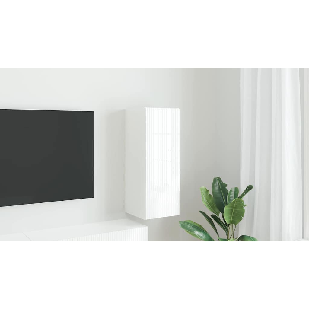 TV sieninė spintelė Blizgus baltas 30 x 31 x 80 cm