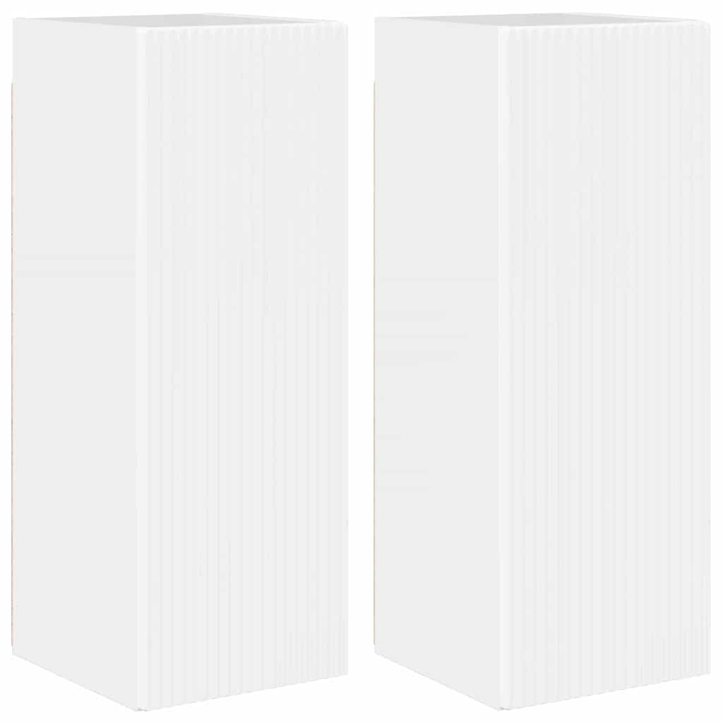 TV sieninė spintelė 2 pcs Blizgus baltas 30 x 31 x 80 cm