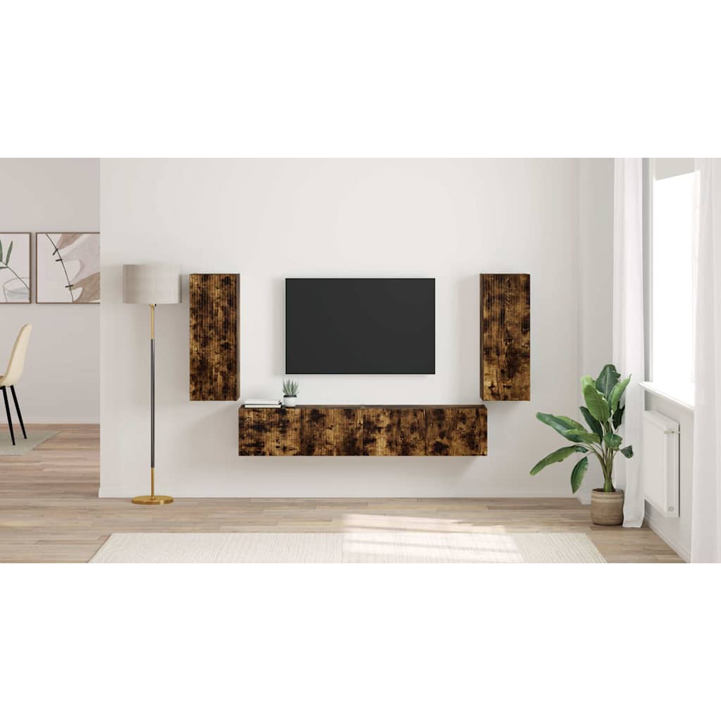 TV sieninė spintelė 2 pcs Rūkyta ąžuolas 30 x 31 x 80 cm