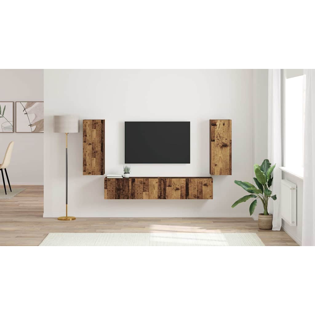 TV sieninė spintelė 2 pcs Senovinis medis 30 x 31 x 80 cm