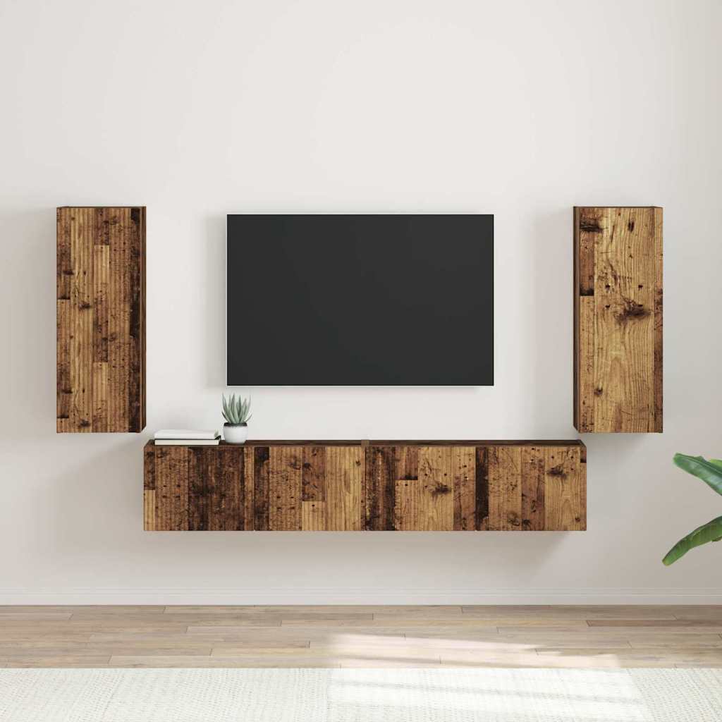 TV sieninė spintelė 2 pcs Senovinis medis 30 x 31 x 80 cm