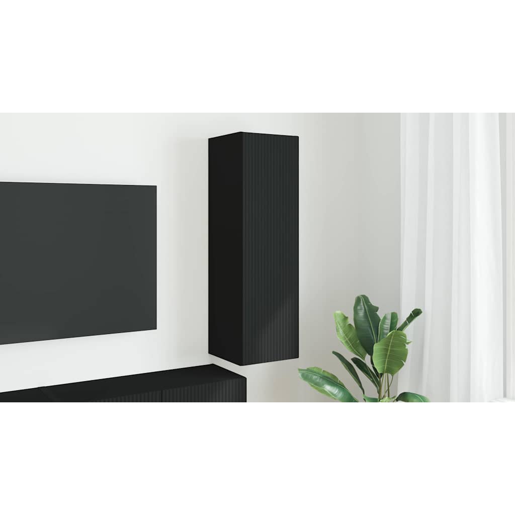 TV sienas skapītis melns 30 x 31 x 100 cm inženierijas koks
