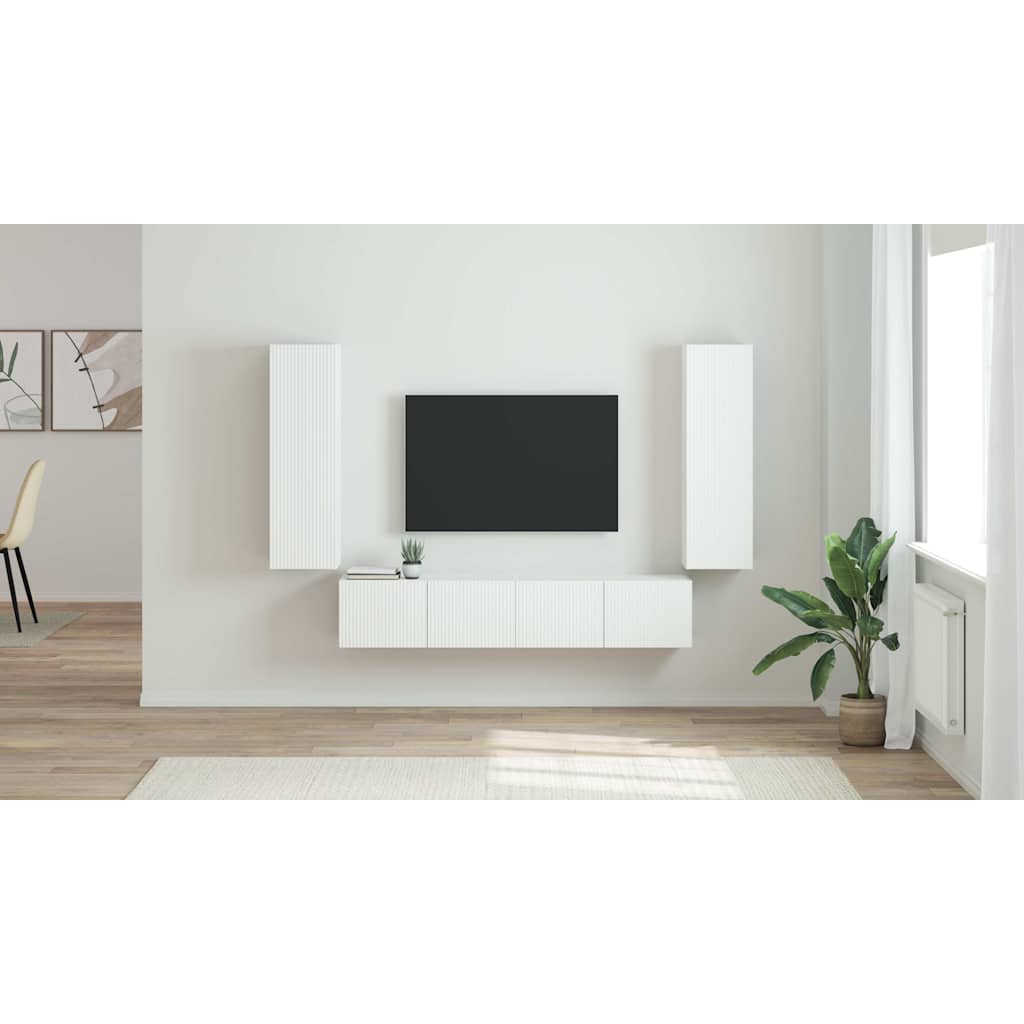 TV sieninė spintelė 2 pcs Blizgus baltas 30 x 31 x 100 cm