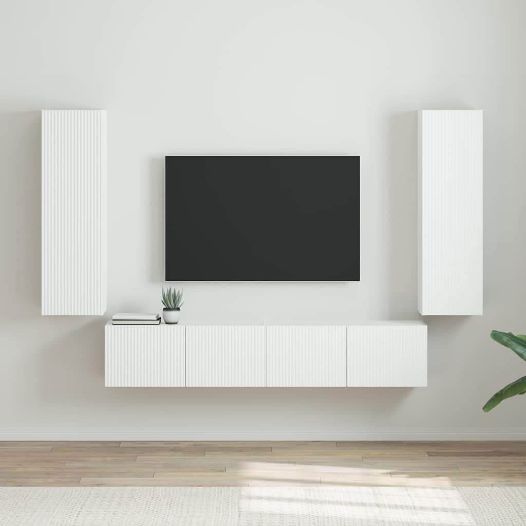 TV Wall Cabinet 2 pcs High Gloss White 30 x 31 x 100 cm