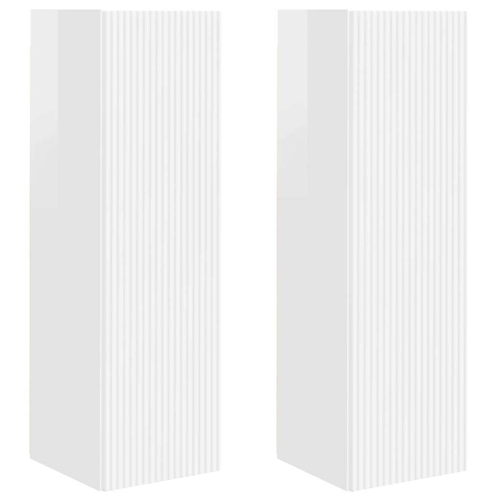TV Wall Cabinet 2 pcs High Gloss White 30 x 31 x 100 cm