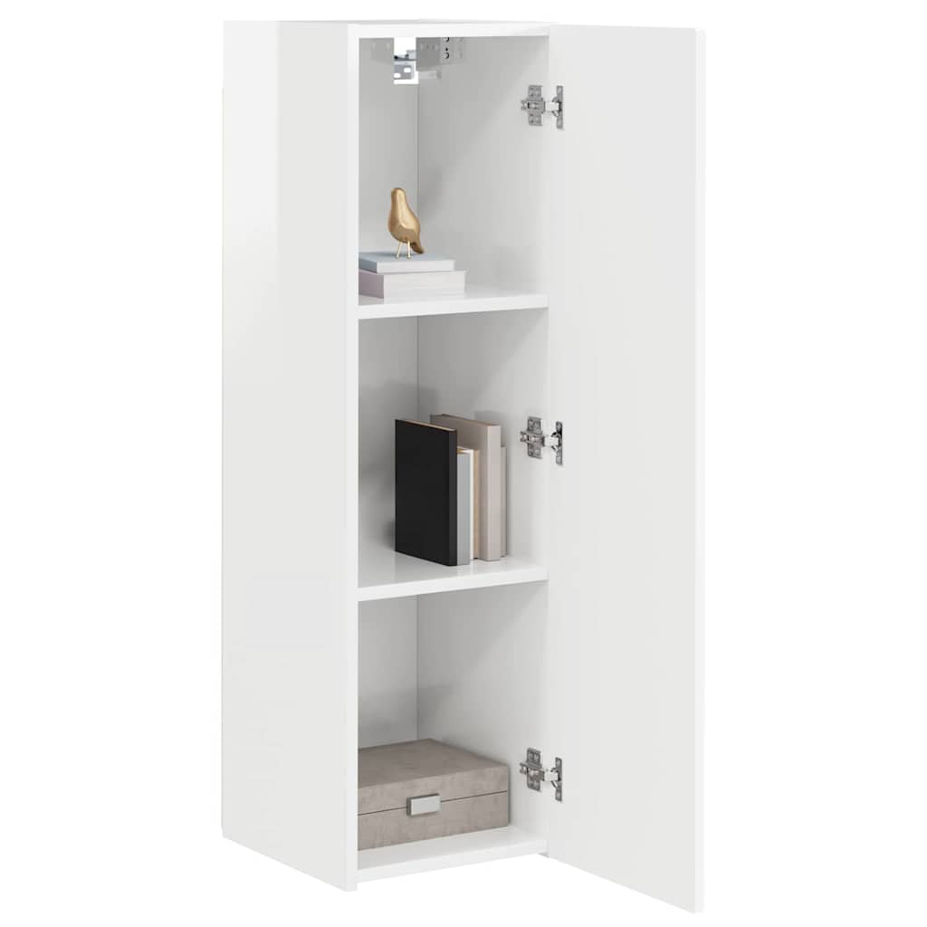 TV Wall Cabinet 2 pcs High Gloss White 30 x 31 x 100 cm
