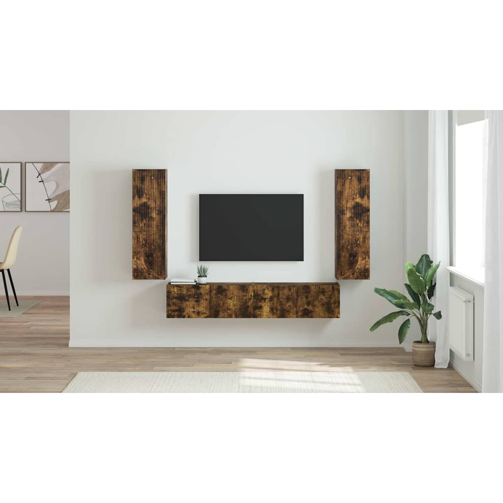TV sieninė spintelė 2 pcs Rūkyta ąžuolas 30 x 31 x 100 cm