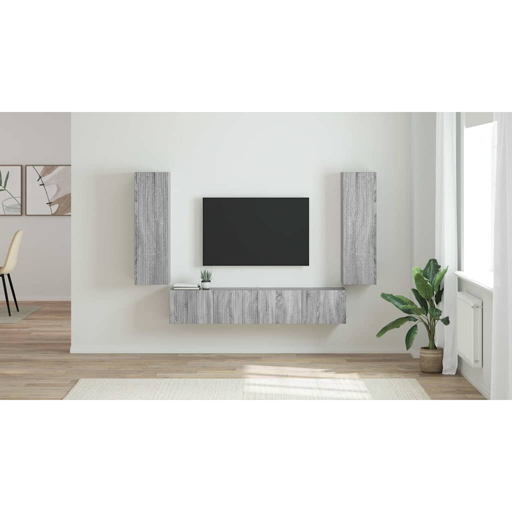 TV sieninė spintelė 2 pcs Pilkas Sonoma 30 x 31 x 100 cm