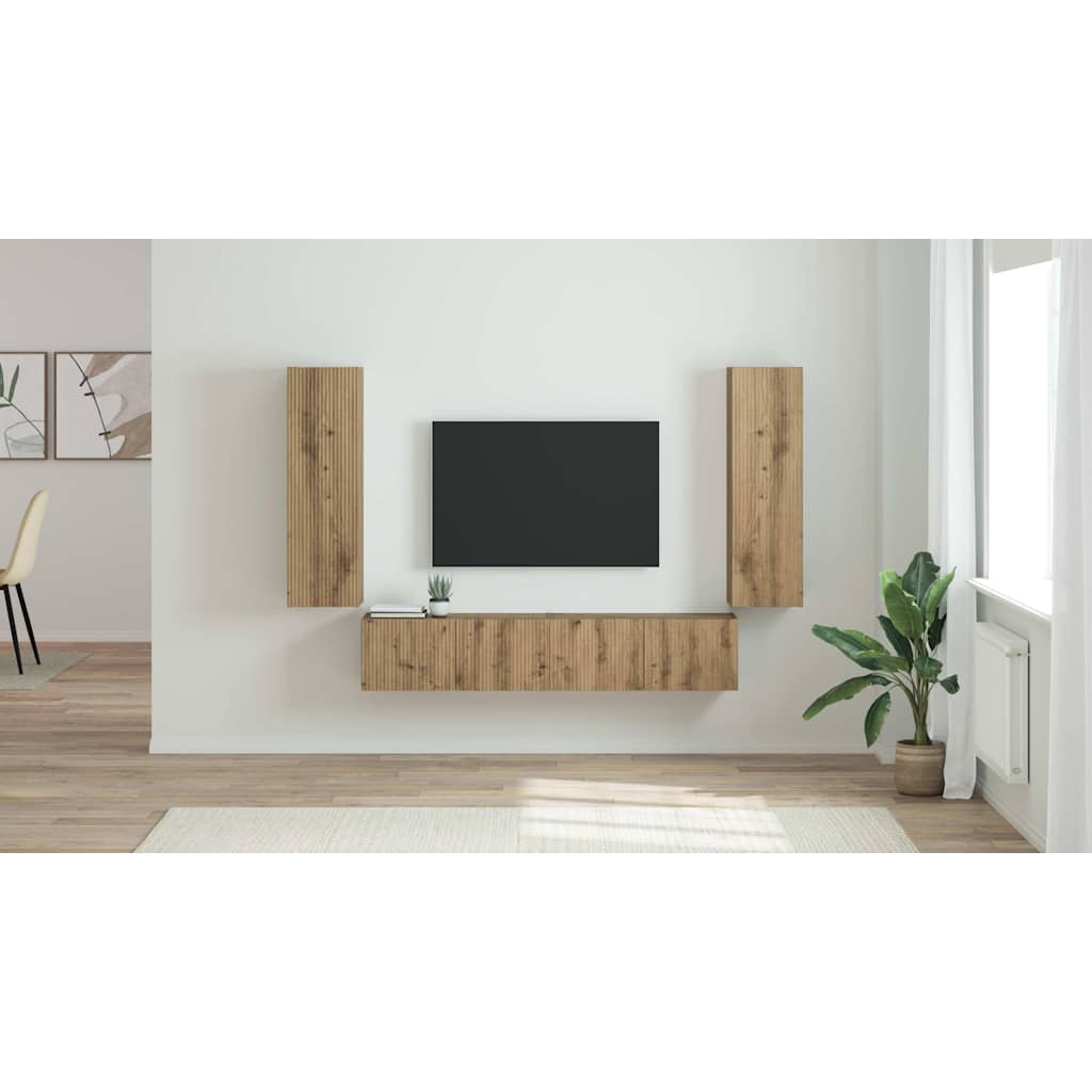 TV sieninė spintelė 2 pcs Meistrų ąžuolas 30 x 31 x 100 cm